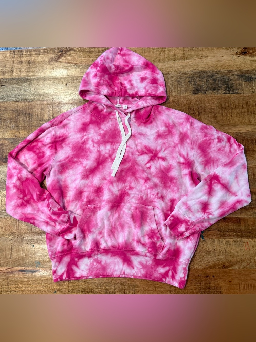 Gap Pink Tie Dye Pullover Hoodie Sweatshirt Size Medium Tall